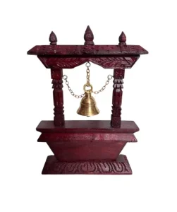 Nepali Wooden Temple Shrine with Brass Bell Token of Love